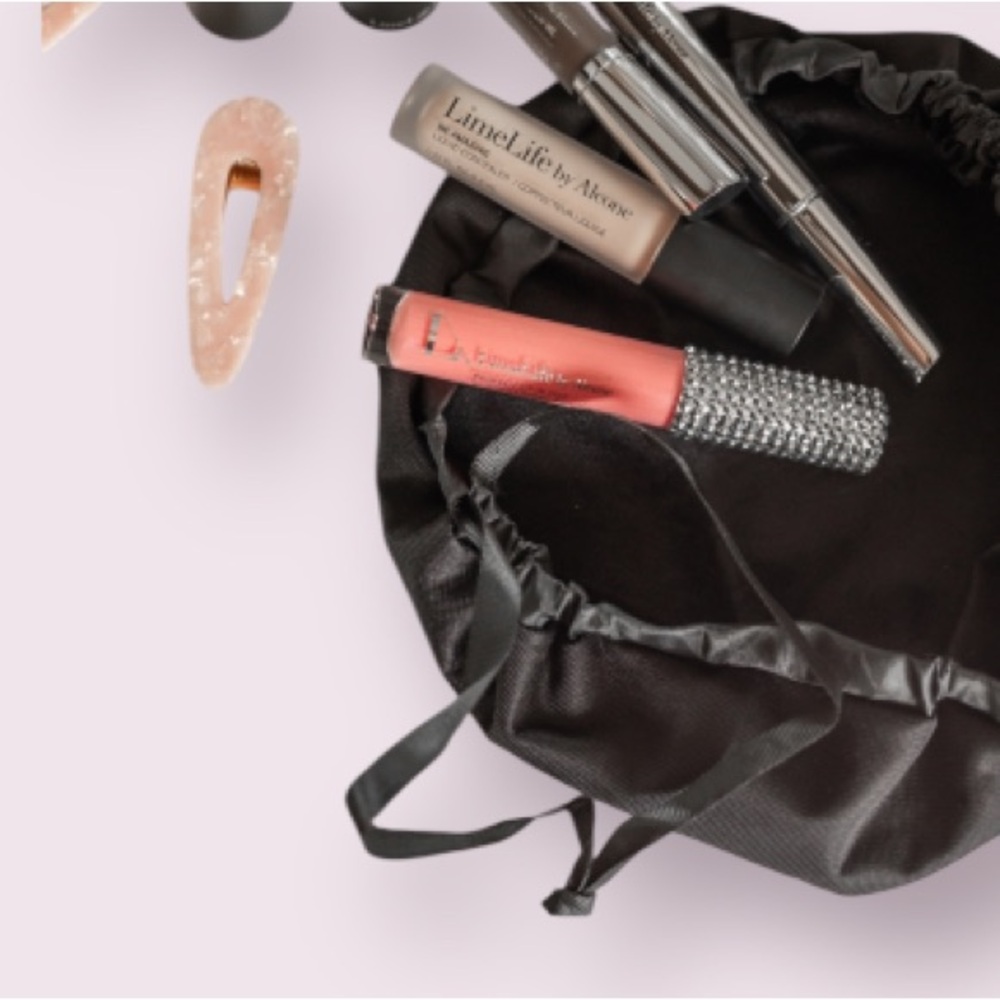 LimeLife by Alcone On the Go Black Pouch Cosmetic Bag - Set of 2